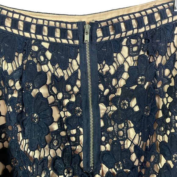 NWT asos Crochet Overlay Maxi Skirt, Navy Blue with Tan Lining, size US 2 - Picture 8 of 16